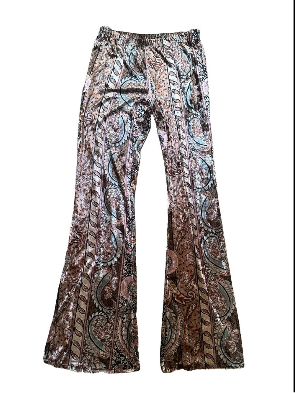 Velvet Paisley Stretch Flare Pants Whimsigoth Boho Indie 70s Disco Fairy Grunge